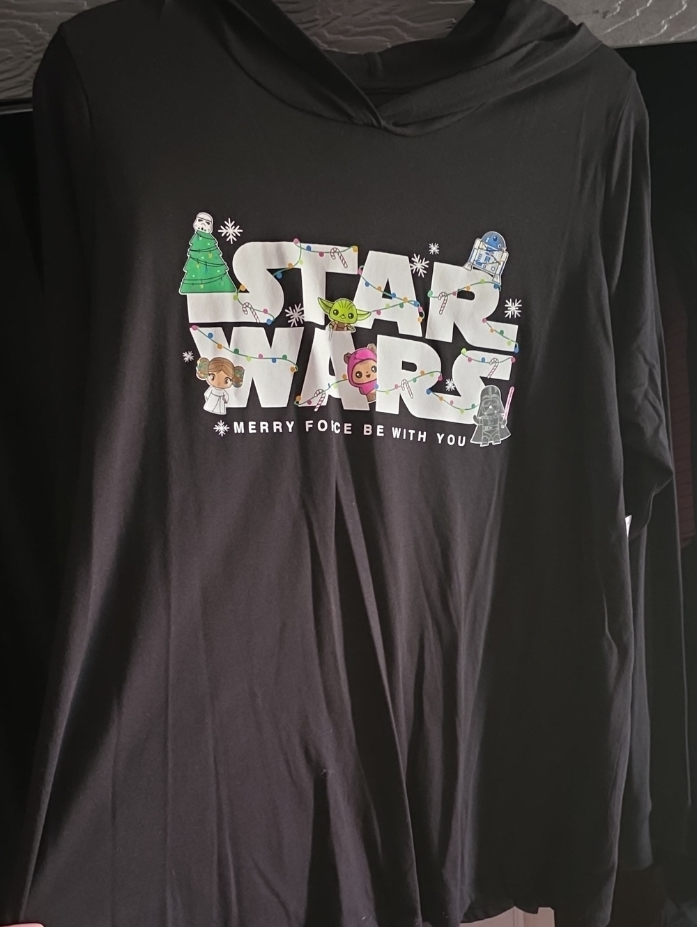 Torrid Star Wars Black Long Sleeve Holiday Graphic Tee Size 0 NWT